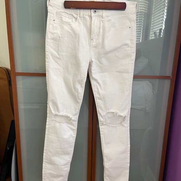 White Midrise Ripped Skinny Jeans - Picture 4 of 4